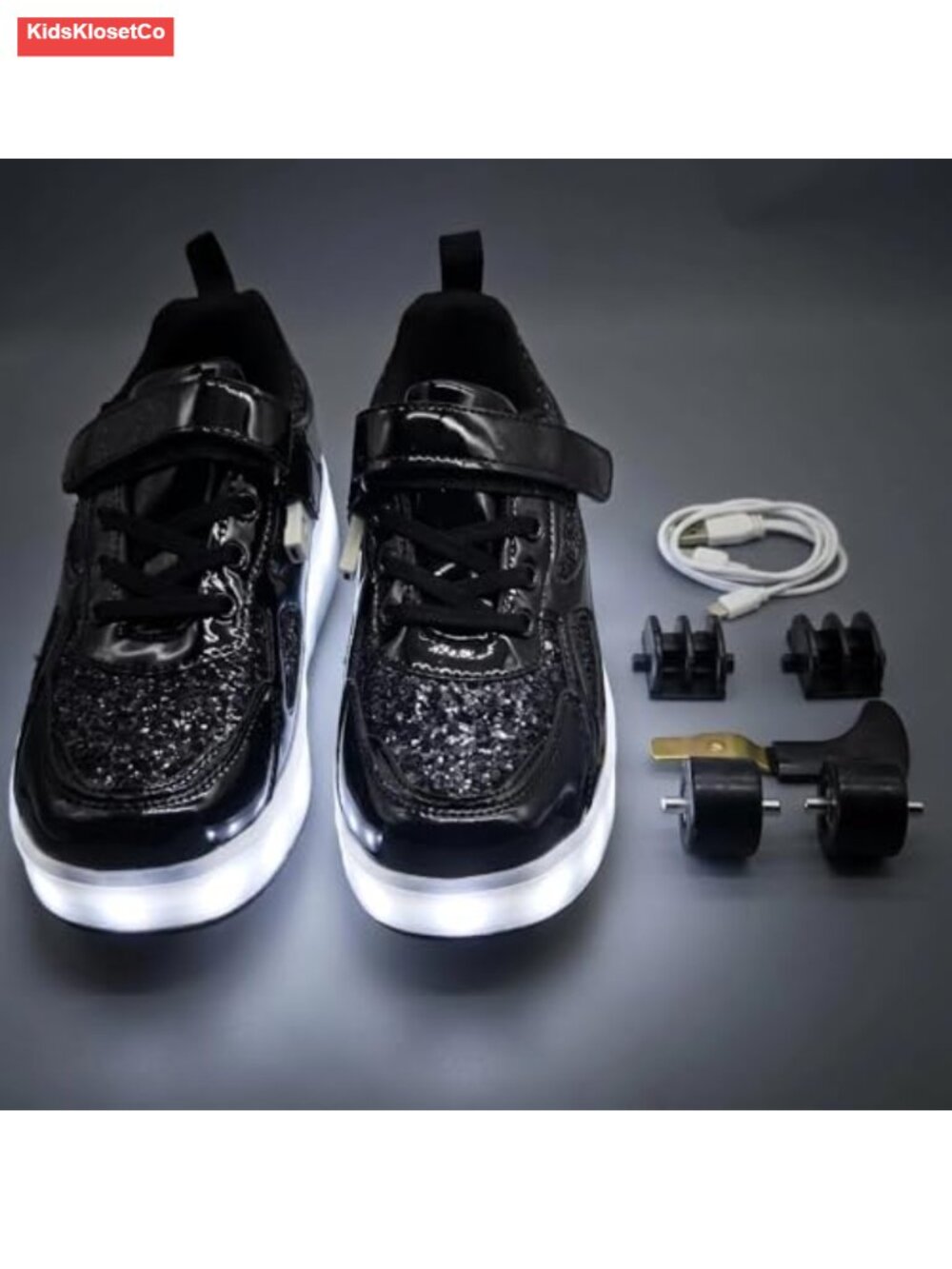 Kids 2-in-1 Light Up Roller Skate Sneakers with Removable Wheels USB - Picture 5 of 5